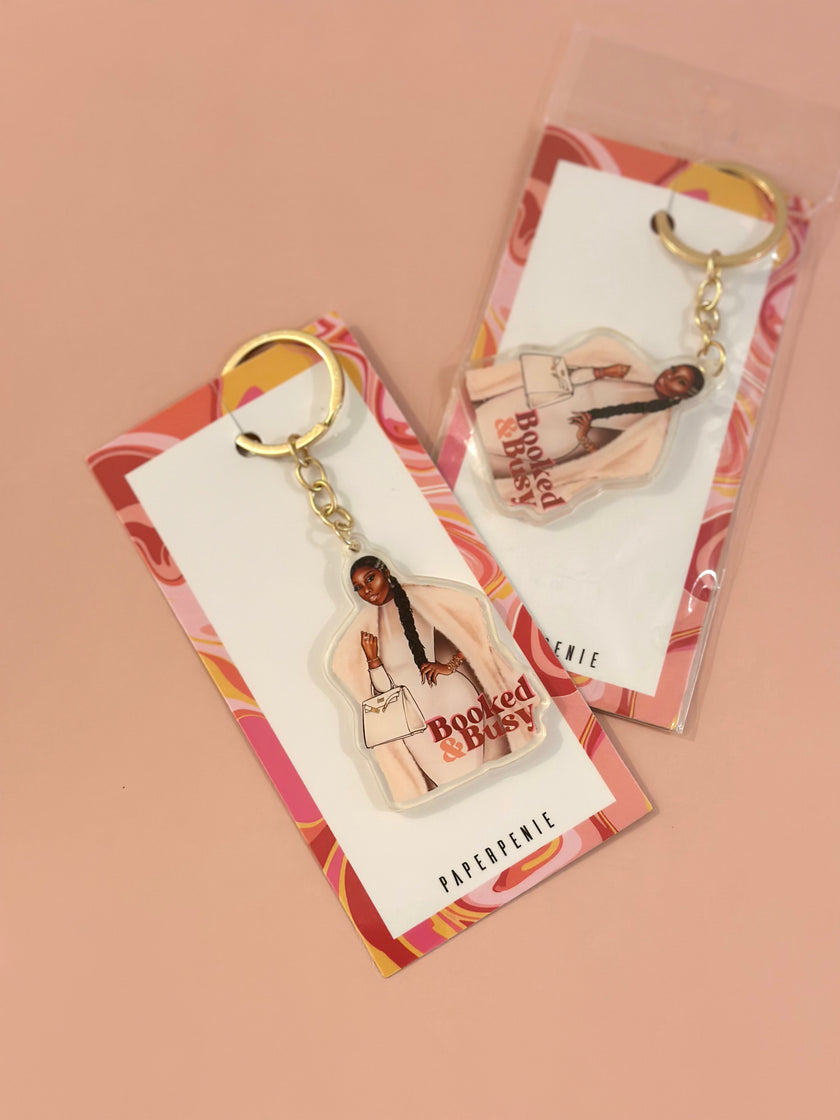 Booked and busy Keyring