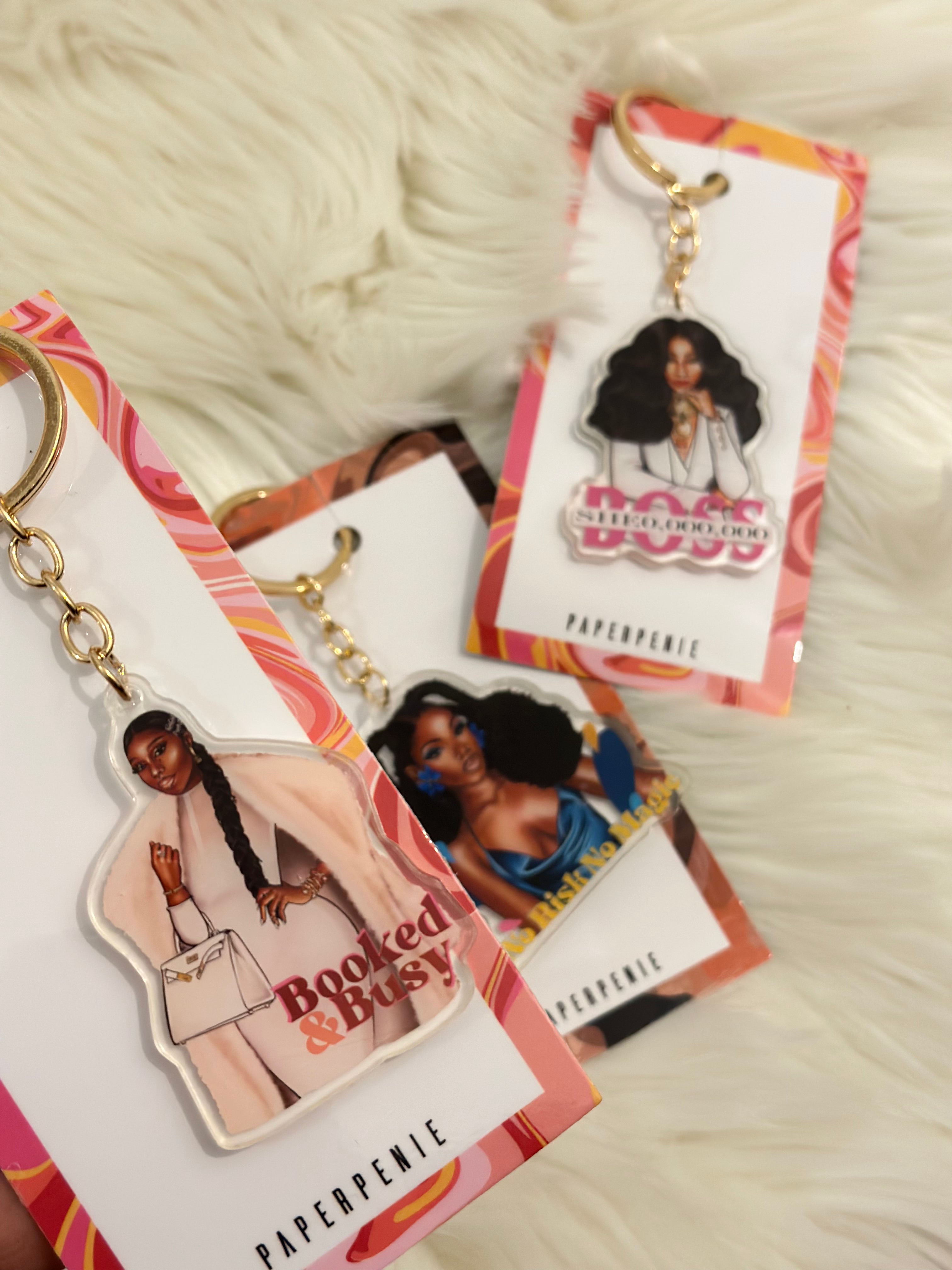 Booked and busy Keyring
