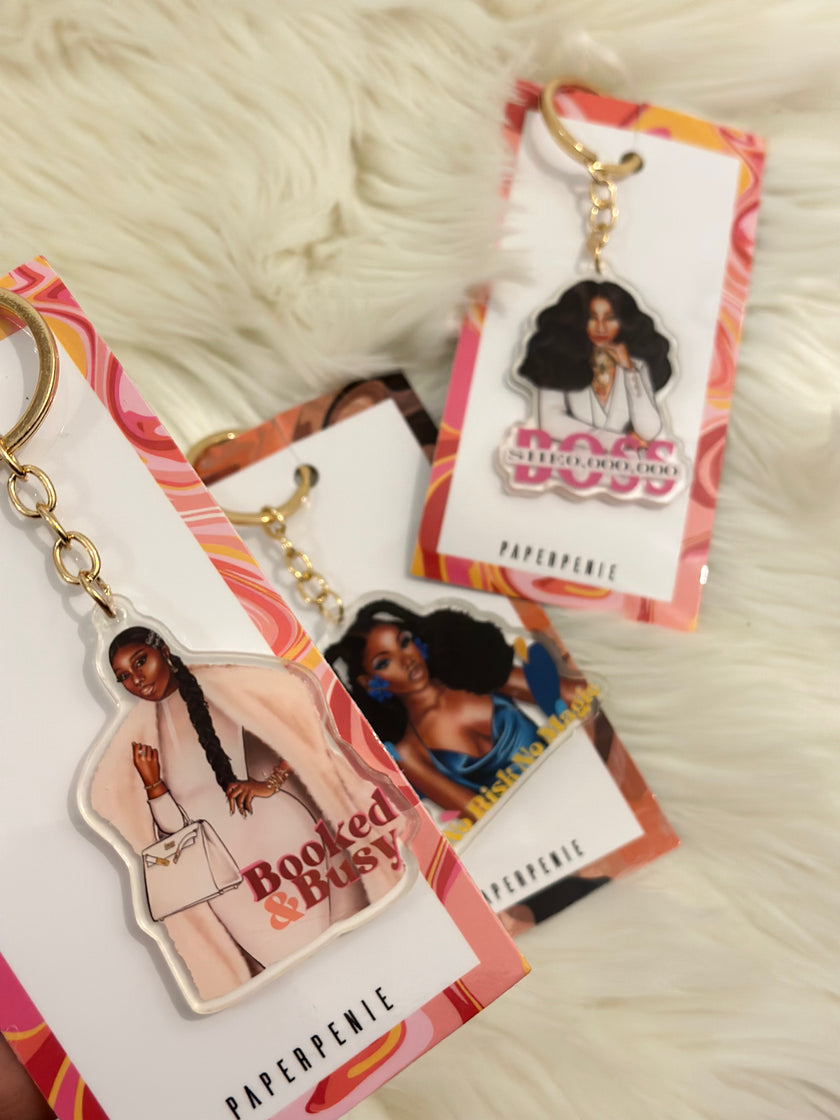Booked and busy Keyring