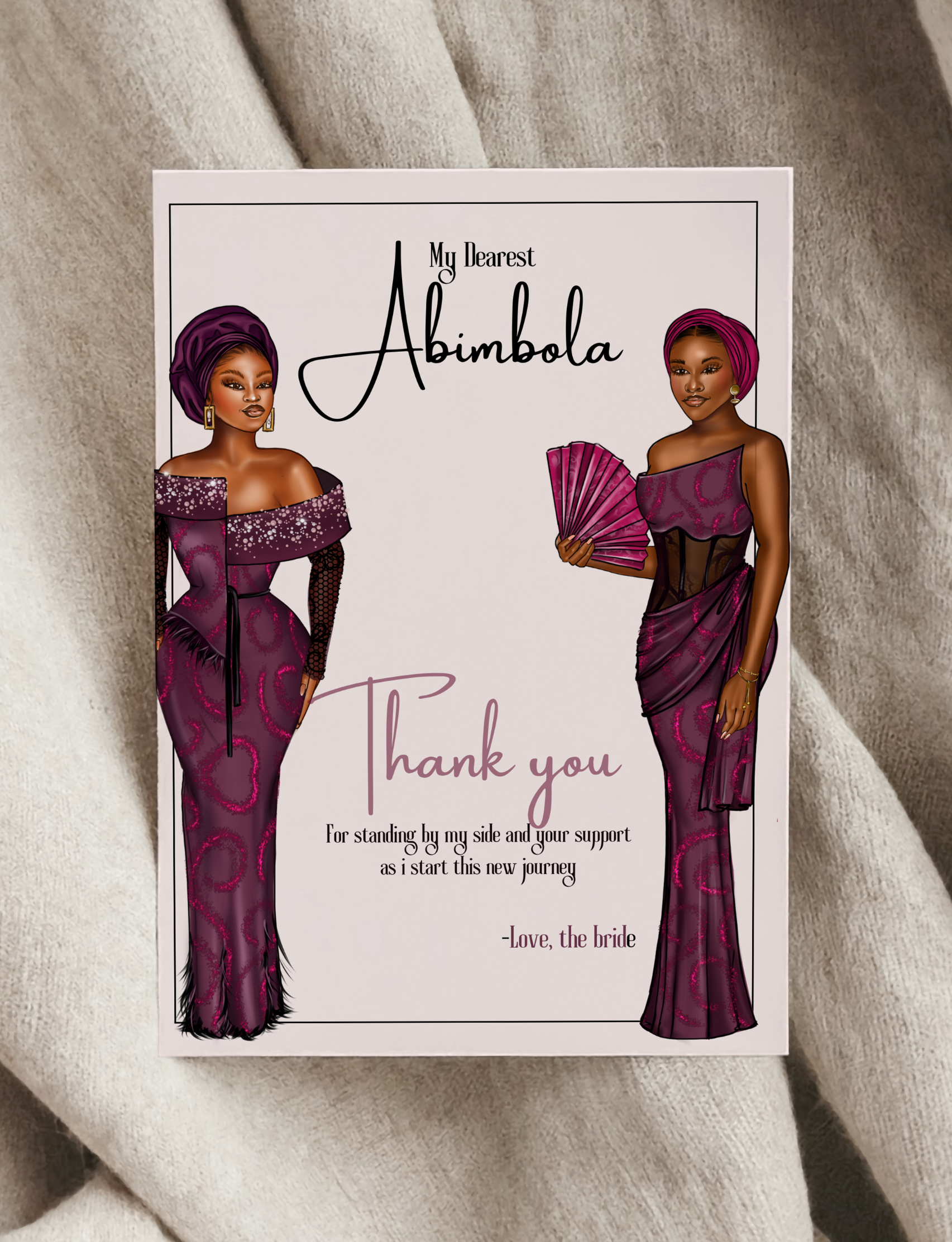 Asoebi Thank you Card (Mauve)