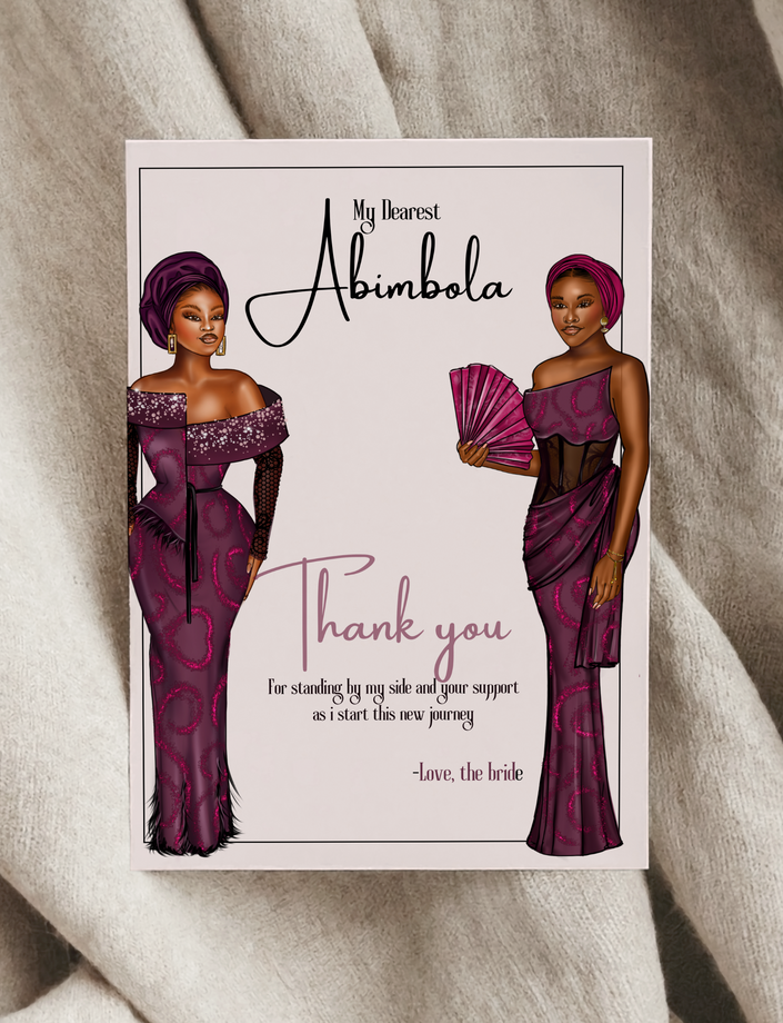 Asoebi Thank you Card (Mauve)