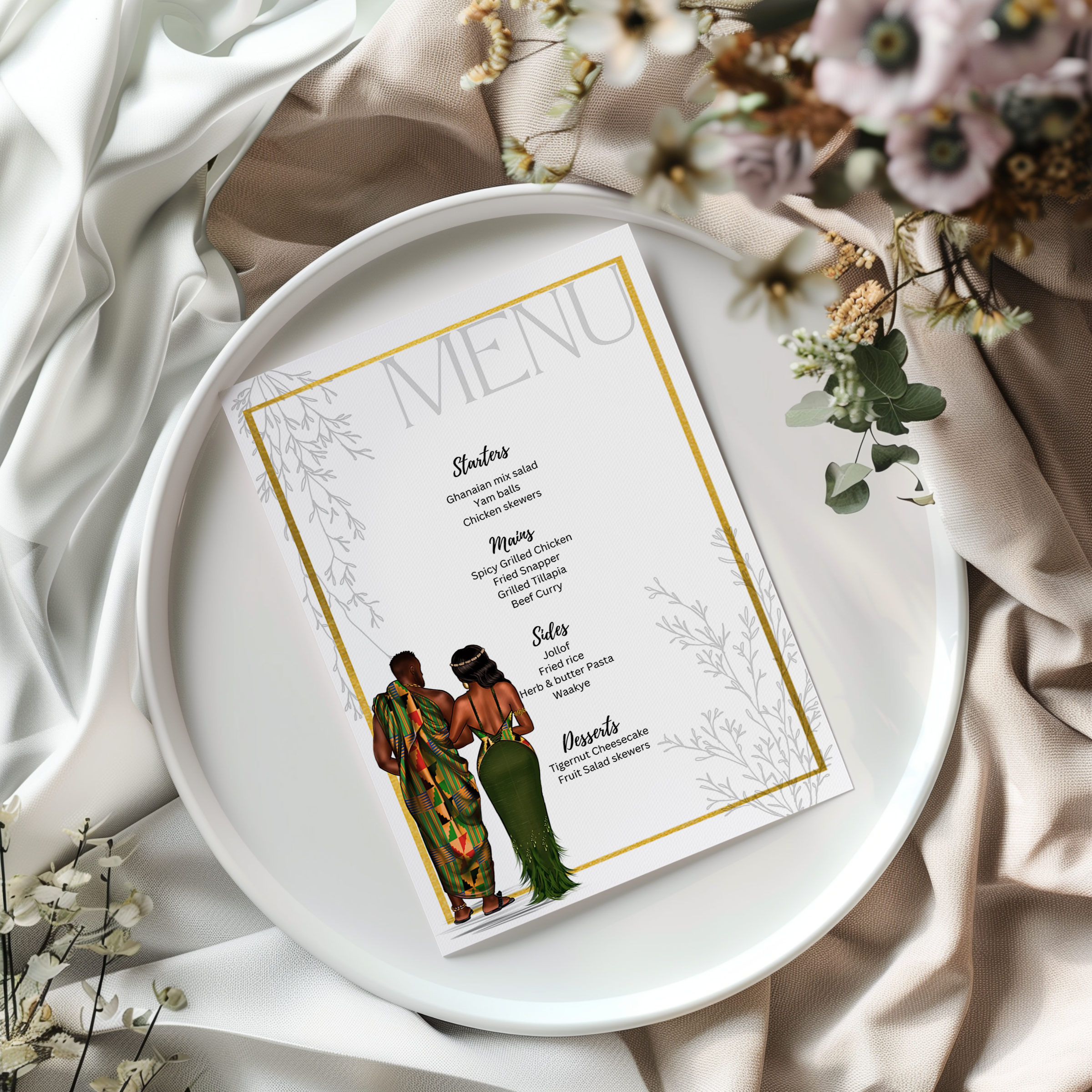 Green Kente Menu Template