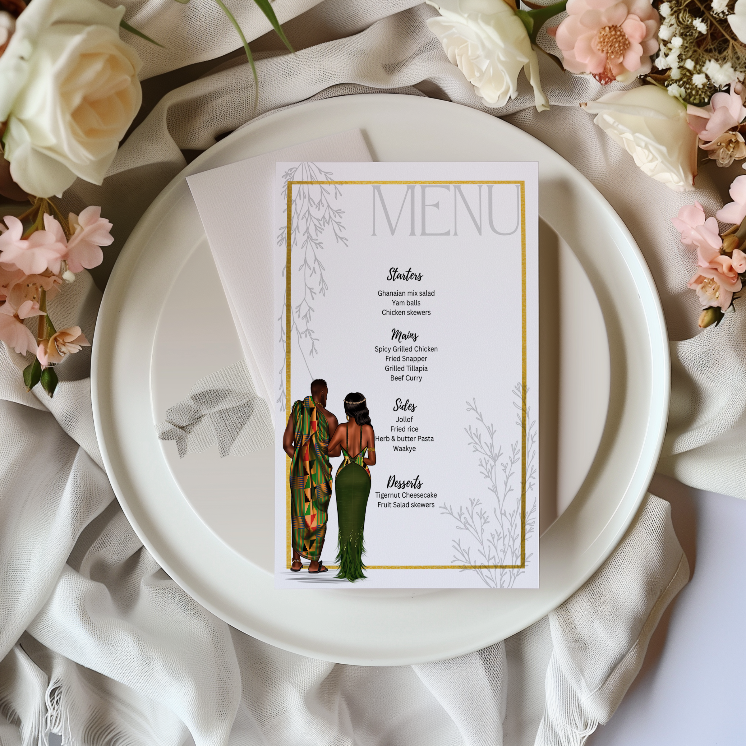 Green Kente Menu Template