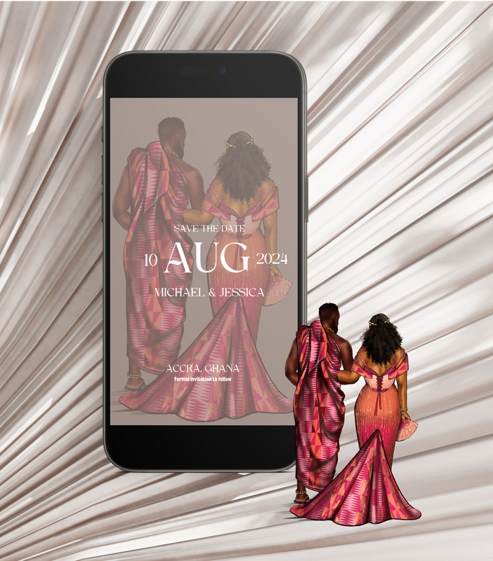 Pink Kente Save the date E-Invite Template
