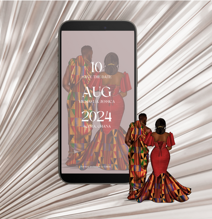 Red Kente Save the date E-Invite Template