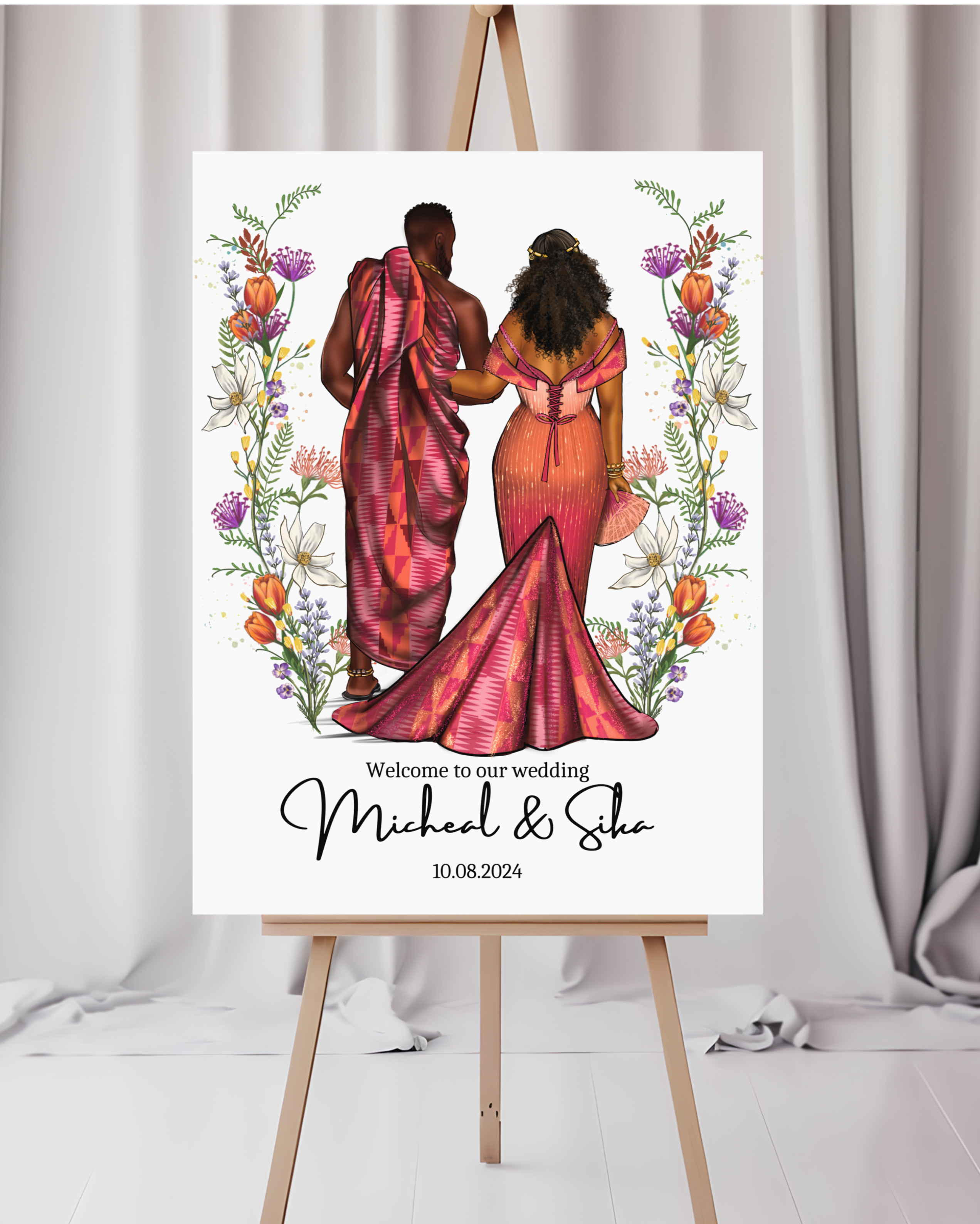 Pink Kente Welcome Sign Template