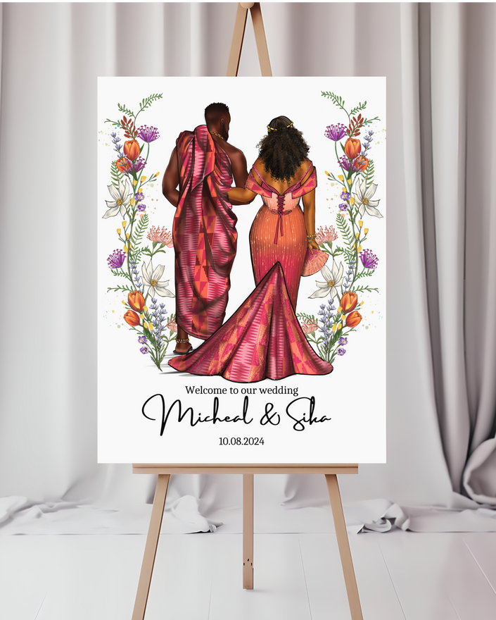 Pink Kente Welcome Sign Template