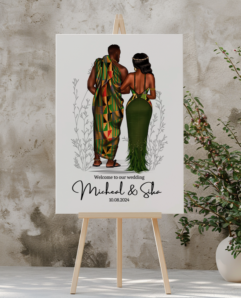 Green Kente Welcome Sign Template