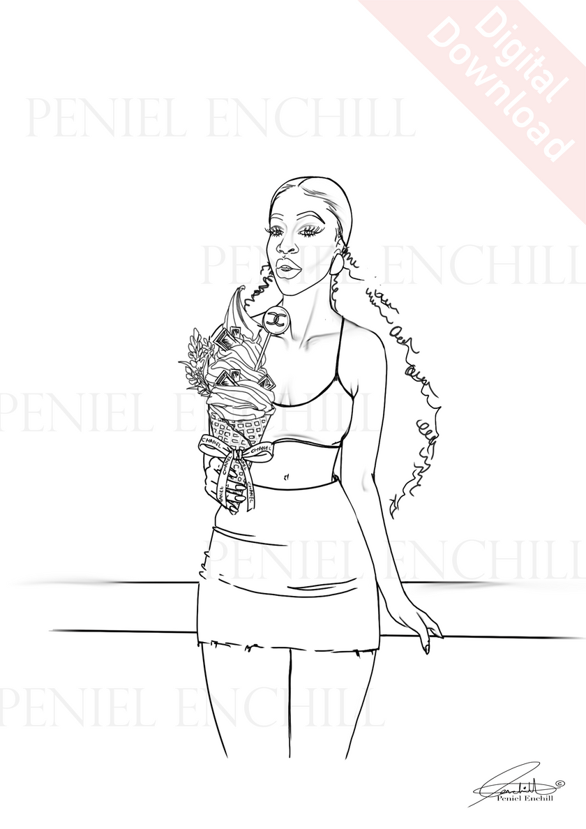 Curly Gelato Digital colouring page
