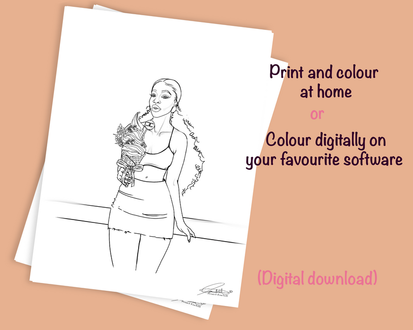 Curly Gelato Digital colouring page