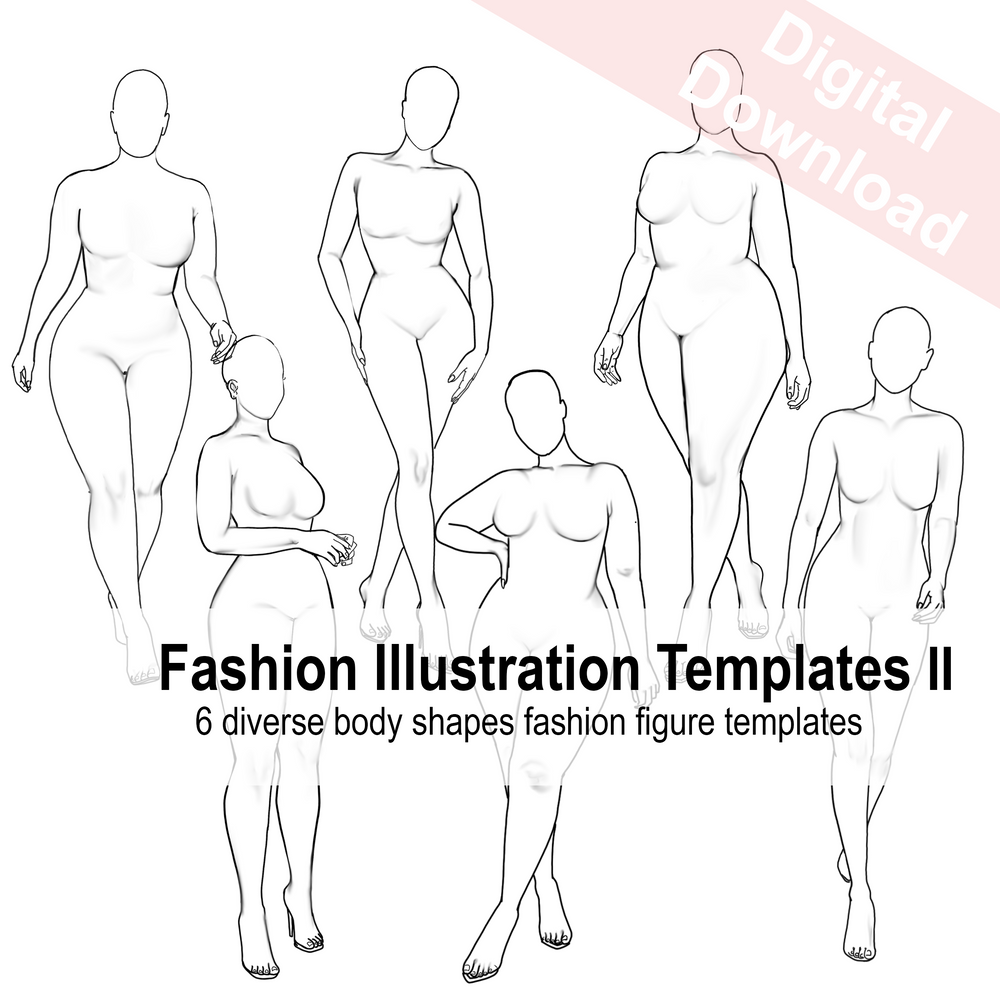 Realistic Fashion Figure Templates Vol 2 | 6 diverse fashion figure templates bundle