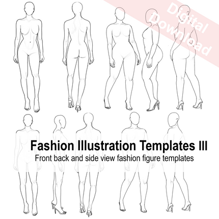 Front & Back Fashion Figure Templates |5pcs fashion figure templates bundle
