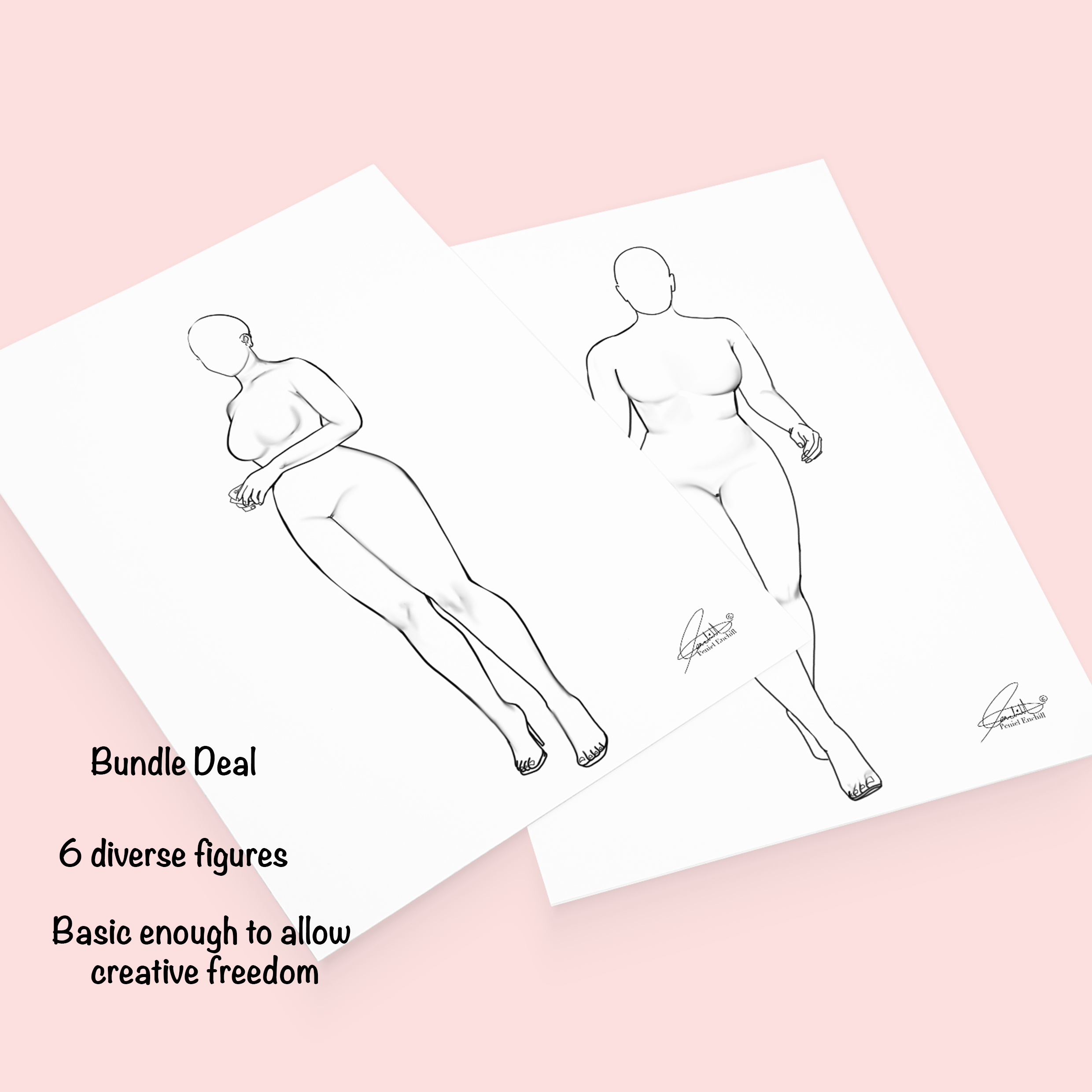 Realistic Fashion Figure Templates Vol 2 | 6 diverse fashion figure templates bundle
