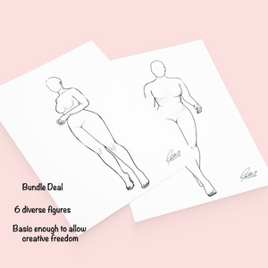 Realistic Fashion Figure Templates Vol 2 | 6 diverse fashion figure templates bundle