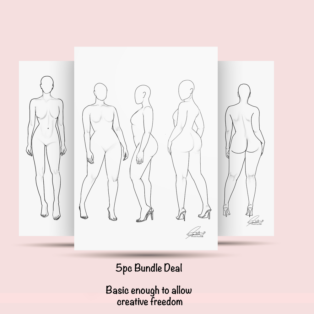 Front & Back Fashion Figure Templates |5pcs fashion figure templates bundle