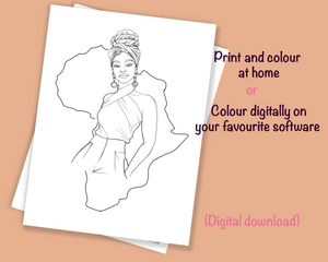 Halter Wrap Digital colouring page