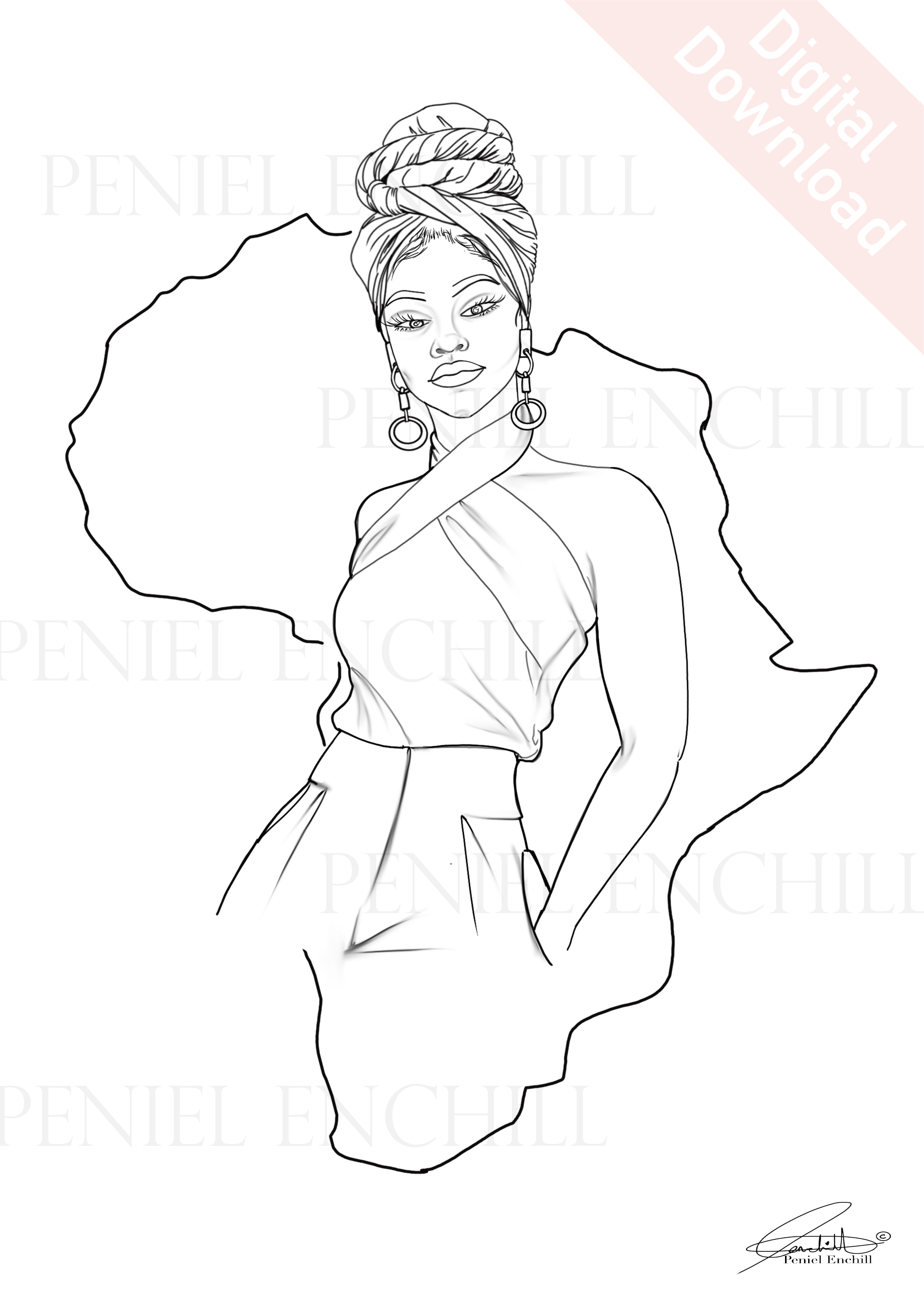 Halter Wrap Digital colouring page
