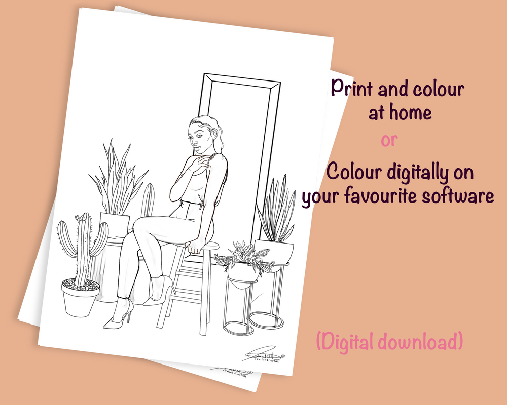 
            
                Load image into Gallery viewer, Plant girl Digital colouring page
            
        