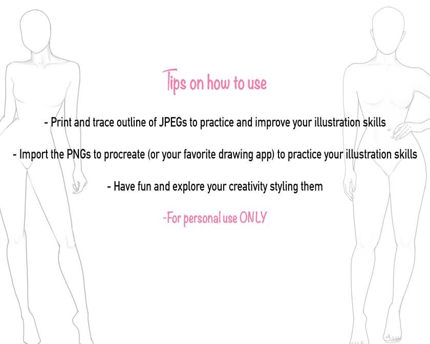 Realistic Fashion Figure Templates | 6 diverse fashion figure templates bundle